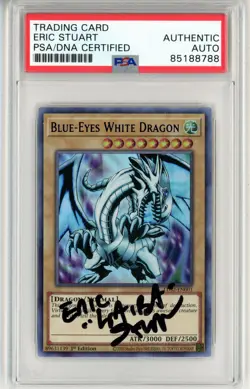 PSA Signed Eric Stuart Yu-Gi-Oh! Blue-Eyes White Dragon LDS2-EN001 1st Edition - Image 1