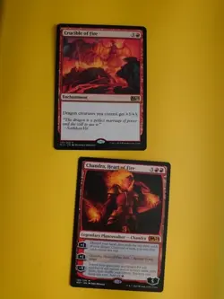 Chandra, Heart of Fire M21 & Crucible of Fire. M15 red MTG 2 Card. - Image 1