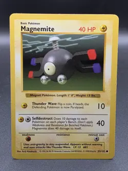 Pokemon Cards Magnemite 53/102 Base Set SHADOWLESS WOTC - (LP) - Image 1