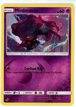 Pokemon TCG Misdreavus 39/111 Sm-Crimson Invasion Reverse Holo - Image 1