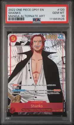 2022 One Piece OP01 Manga Alternate Art #120 Shanks PSA 10 GEM MINT - Image 1