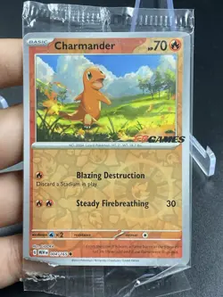 Charmander 004/165 Pokemon 151 EB Games Stamped Promo Pokemon Card Crimp Damage - Image 1