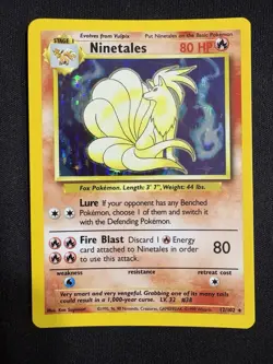 Pokemon Ninetales Base Set 12/102 Holo 1999 WOTC TCG Card - LP - Image 1