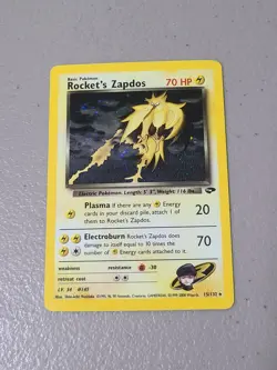 Pokemon TCG Rockets Zapdos Holo Card 15/132 Gym Challenge - LP - Image 1