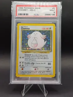 PSA 9 MINT 1999 Pokemon Chansey 3/102 Base Set Unlimited HOLO - Image 1