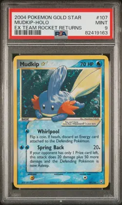 2004 POKEMON EX TEAM ROCKET RETURNS GOLD STAR #107 MUDKIP-HOLO PSA 9 - Image 1