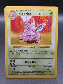 Pokemon TCG Nidorino Base Set 37/102 Regular Shadowless Uncommon - Image 1