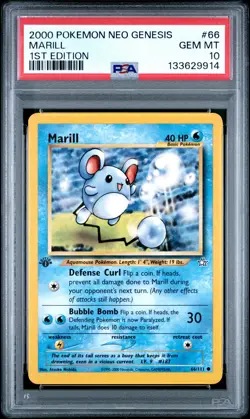 2000 POKEMON NEO GENESIS 1ST ED #66 MARILL PSA 10 - Image 1