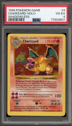 Pokemon Charizard Base Set Shadowless Holo Rare #4 PSA 4 - Image 1