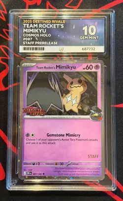 Pokemon ACE 10 Team Rocket's Mimikyu 087/182 Destined Rivals STAFF Promo - Image 1