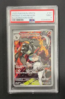 Pokemon Destined Rivals Team Rockets Houndoom 191/182 Illustration Rare PSA 9 - Image 1