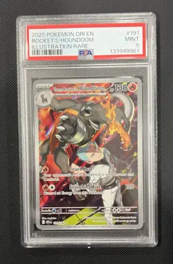 Pokemon Destined Rivals Team Rockets Houndoom 191/182 Illustration Rare PSA 9 - Image 2