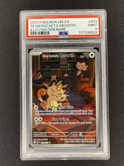 2025 POKEMON DRI EN-DESTINED RIVALS ILLUSTRATION RARE TEAM ROCKET'S MEOWTH PSA 9 - Image 1