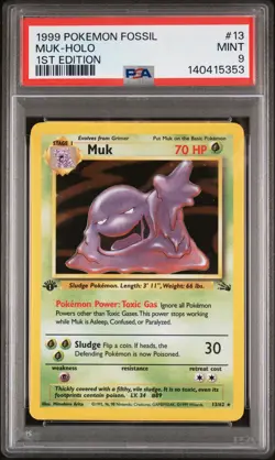 1999 POKEMON FOSSIL 1ST ED #13 MUK-HOLO PSA 9 - Image 1