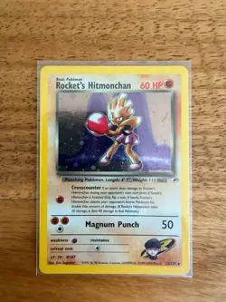Rocket's Hitmonchan Holo Rare Pokemon Card - Gym Heroes 11/132 SWIRL - Image 1