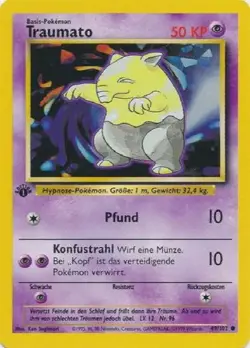 POKEMON Card GERMAN BASE SET 1st Edition TRAUMATO Drowzee #49/102 Common NM-M - Image 1