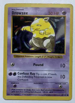 Pokemon Card Drowzee Base Set 49/102 SHADOWLESS MP - Image 1
