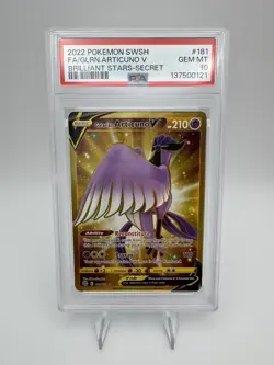 2022 POKEMON BRILLIANT STARS GALARIAN ARTICUNO V SECRET #181 PSA 10 - Image 2