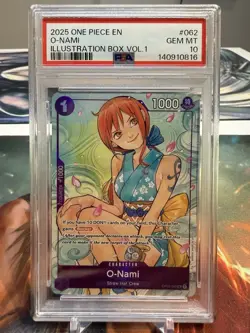 2025 ONE PIECE PROMOS ILLUSTRATION BOX VOL.1 #062 O-NAMI PSA 10 - Image 1