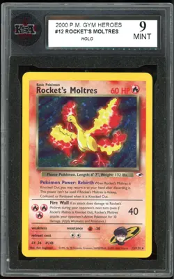 2000 Pokemon Gym Heroes #12 Rocket's Moltres Holo KSA 9 Mint - Image 1