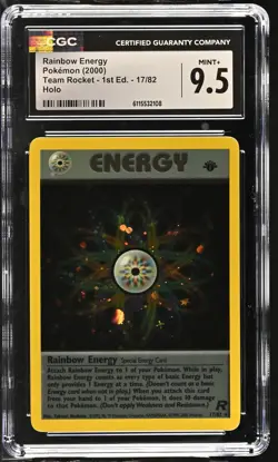 CGC 9.5 MINT+ Rainbow Energy Team Rocket 1st Edition 17/82 Holo Pokemon Card - Image 1
