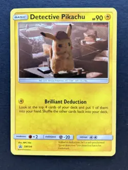 Detective Pikachu - SM194 - Genuine Holo Promo Pokemon Card - MP - Image 1