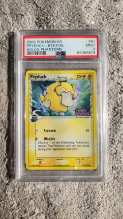 Pokemon EX Holon Phantoms Reverse Stamped Psyduck #81 Holo PSA 9 Mint - Image 1