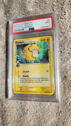 Pokemon EX Holon Phantoms Reverse Stamped Psyduck #81 Holo PSA 9 Mint - Image 3