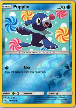 Popplio (65) Reverse Holo 65/214 Common SM8 SM - Lost Thunder LP-NM Pokemon Card - Image 1