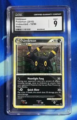 CGC 9 MINT Umbreon 2010 Undaunted 10/90 Holo Pokemon Card LOW POP 29 SWIRL - Image 1