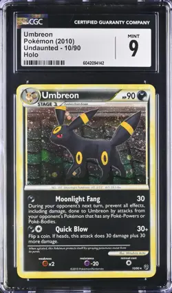CGC 9 MINT Umbreon 2010 Undaunted 10/90 Holo Pokemon Card LOW POP 29 SWIRL - Image 3