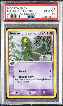 2006 POKEMON EX CRYSTAL GUARDIANS #68 TREECKO-REVERSE FOIL PSA 10 - Image 1