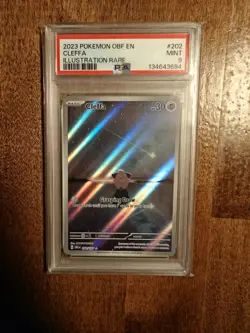 2023 Pokemon Obsidian Flames Cleffa 202/197 Illustration Rare PSA 9 Mint Holo IR - Image 1