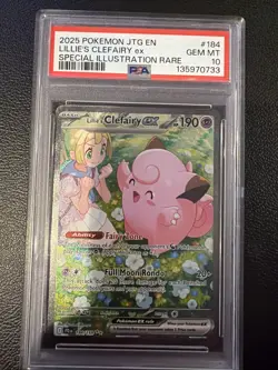 2025 POKEMON JTG EN-JOURNEY TOGETHER #184 LILLIE'S CLEFAIRY EX PSA 10 - Image 1