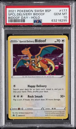 2021 POKEMON SWSH BLACK STAR PROMO #177 SPECIAL DELIVERY BIDOOF-HOLO PSA 10 - Image 1