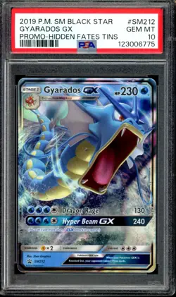 PSA 10 Gyarados GX SM212 Black Star Promo Hidden Fates Tin 2019 Pokemon - Image 1