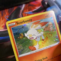 Scorbunny Black Star Promo SWSH244 HD Galaxy Swirl Holo Pokemon Card NM 2022 - Image 1