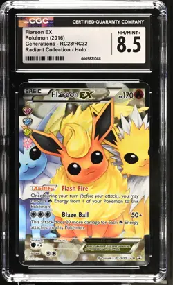 2016 Pokemon Flareon EX (Full Art) RC28/RC32 Generations Radiant Holo CGC 8.5 - Image 1
