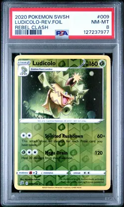 2020 POKEMON SWORD & SHIELD REBEL CLASH #009 LUDICOLO-REVERSE FOIL PSA 8 - Image 1