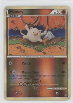 Mankey Reverse Foil Pokemon HeartGold & SoulSilver Unleashed #53 2010 - Image 1