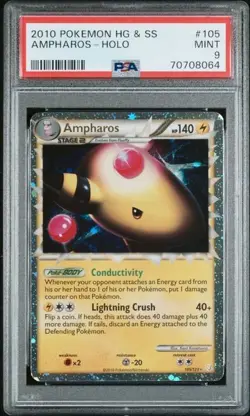 Pokemon Heartgold & Soulsilver 105/123 Ampharos Holo PSA 9 2010 - Image 1