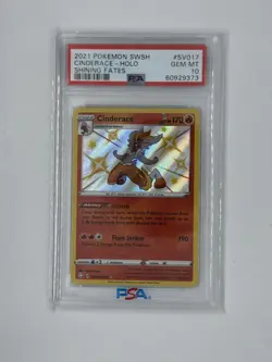 2021 Pokemon TCG Holo Cinderace SV017/ SV122 PSA 10 GEM MINT Shining Fates - Image 1