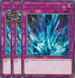 Yugioh! 3x Torrential Tribute GRCR-EN057 Rare 1st Ed NM - Image 1
