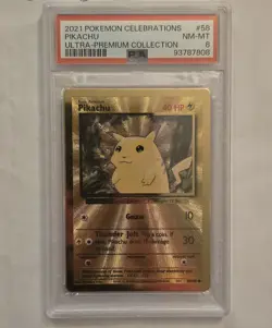 2021 Pokemon Celebrations UPC PIKACHU Gold Metal Card #58 PSA 8 - Image 1
