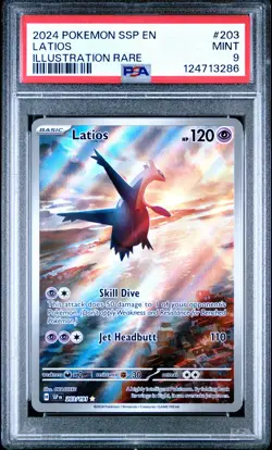 2024 POKEMON SSP EN-SURGING SPARKS ILLUSTRATION RARE #203 LATIOS PSA 9 - Image 1