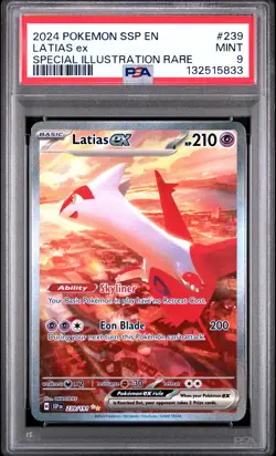 2024 POKEMON SSP EN-SURGING SPARKS SPECIAL ILLUSTRATION RARE LATIAS EX PSA 9 - Image 1