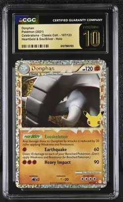 CGC PRISTINE 10 - Donphan #107 - Pokemon Celebrations: Classic Collection Holo - Image 1