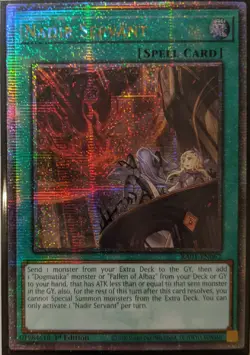 YuGiOh Nadir Servant Quarter Century Secret Rare 1st Edition RA01-EN062 - Image 1