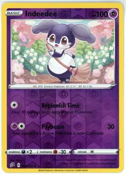 Pokemon TCG Indeedee 088/192 Swsh02: Rebel Clash Reverse Holo - Image 1