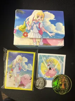 Pokemon Lillie’s Clefairy Tournament Collection Sleeves, Deck Box & Coins - Image 1